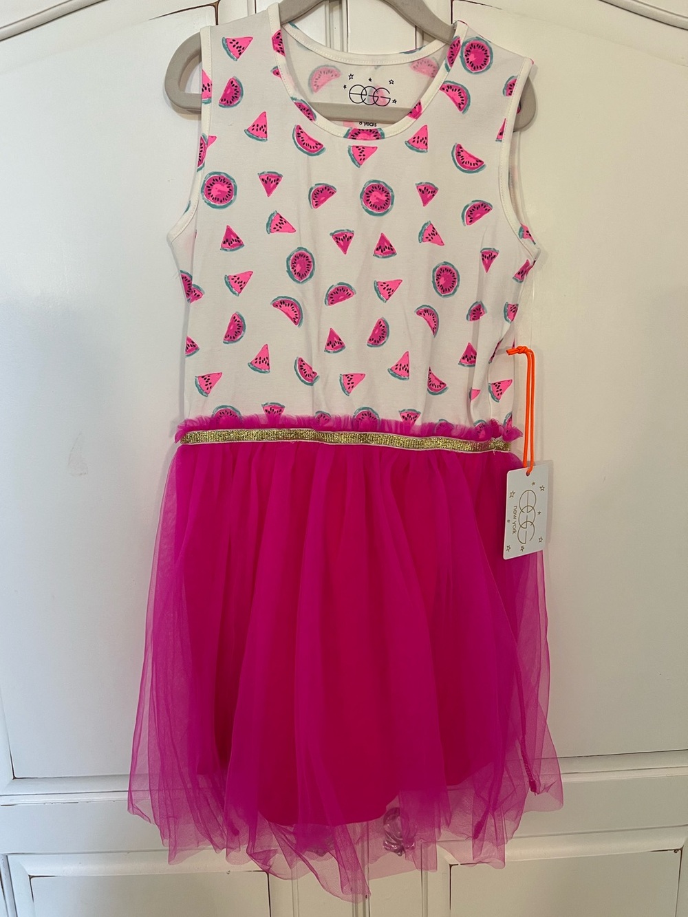 EGG Watermelon Print Tank with Hot Pink Tulle Skirt NWT